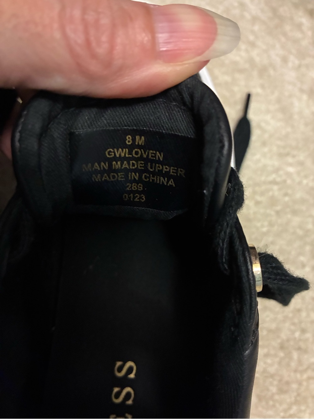 Guess Black Quilted Lace-Up Sneakers with Gold Accents - Picture 7 of 7